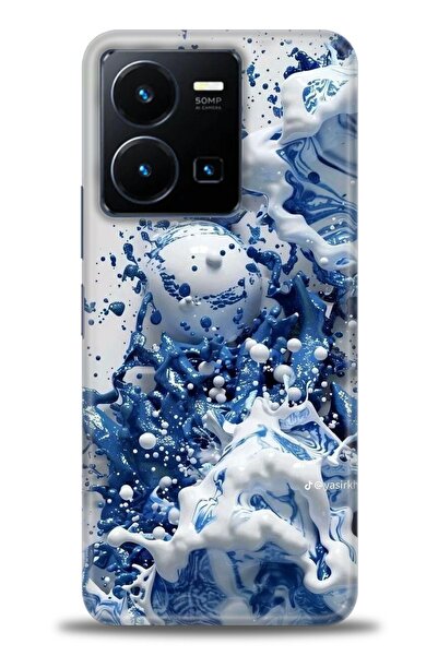 Rulet Aksesuar جراب سيليكون متوافق مع هاتف Vivo Y35 HD مطبوع + واقي شاشة سيرا...