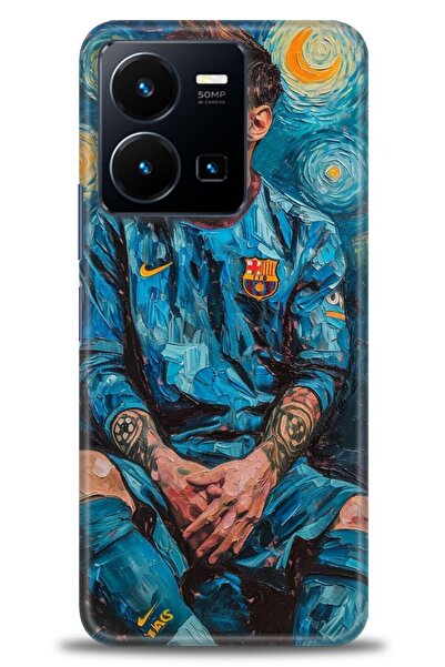 Rulet Aksesuar جراب سيليكون متوافق مع Vivo Y22S HD مطبوع + واقي شاشة سيراميك ...