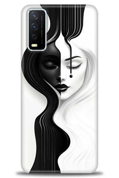 Rulet Aksesuar جراب سيليكون متوافق مع هاتف Vivo Y20 HD مطبوع + واقي شاشة سيرا...