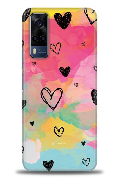 Rulet Aksesuar جراب سيليكون متوافق مع هاتف Vivo Y51 HD مطبوع + واقي شاشة سيرا...