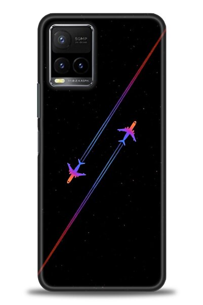 Rulet Aksesuar جراب سيليكون متوافق مع هاتف Vivo Y21S HD مطبوع + واقي شاشة سير...