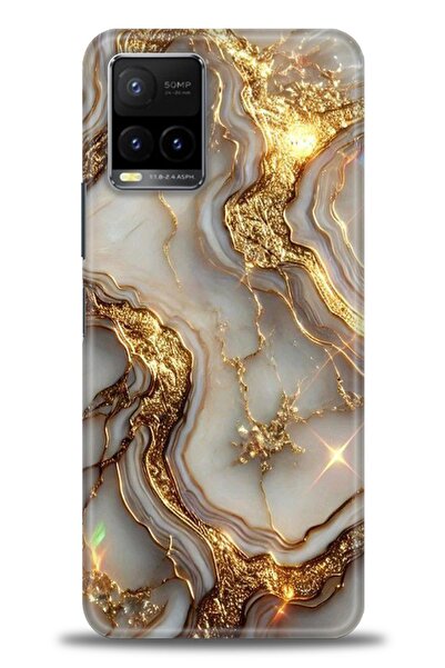 Rulet Aksesuar جراب سيليكون متوافق مع هاتف Vivo Y21S HD مطبوع + واقي شاشة سير...