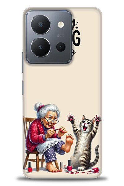 Rulet Aksesuar جراب سيليكون متوافق مع هاتف Vivo Y36 HD مطبوع + واقي شاشة سيرا...