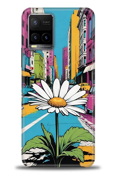 Rulet Aksesuar جراب سيليكون متوافق مع هاتف Vivo Y33S HD مطبوع + واقي شاشة سير...