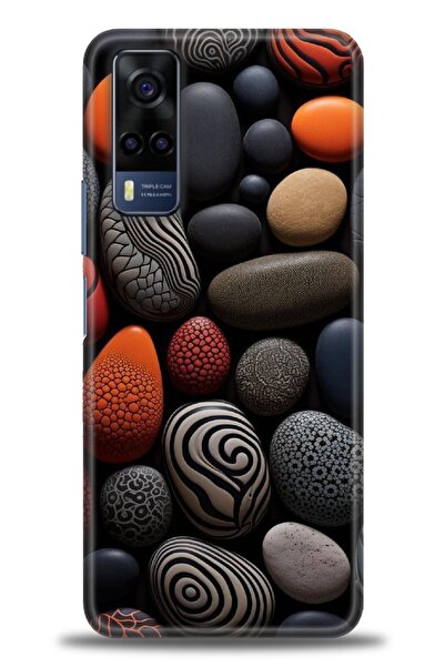 Rulet Aksesuar جراب سيليكون متوافق مع هاتف Vivo Y53S HD مطبوع + واقي شاشة سير...