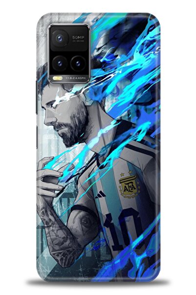 Rulet Aksesuar جراب سيليكون متوافق مع هاتف Vivo Y33S HD مطبوع + واقي شاشة سير...