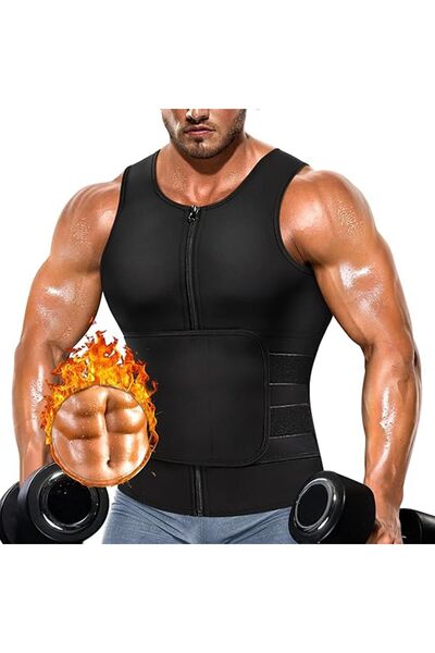 Generic 2 in 1 Waist Trainer for Men with Waist Trimmer Sweat Belt Tummy Control Neoprene Slimming