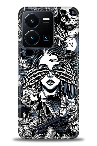 Rulet Aksesuar جراب سيليكون متوافق مع هاتف Vivo Y35 HD مطبوع + واقي شاشة سيرا...