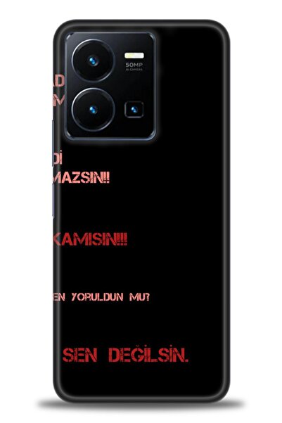 Rulet Aksesuar جراب سيليكون متوافق مع هاتف Vivo Y35 HD مطبوع + واقي شاشة سيرا...