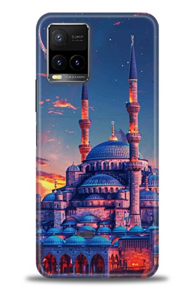 Rulet Aksesuar جراب سيليكون متوافق مع هاتف Vivo Y21 HD مطبوع + واقي شاشة سيرا...