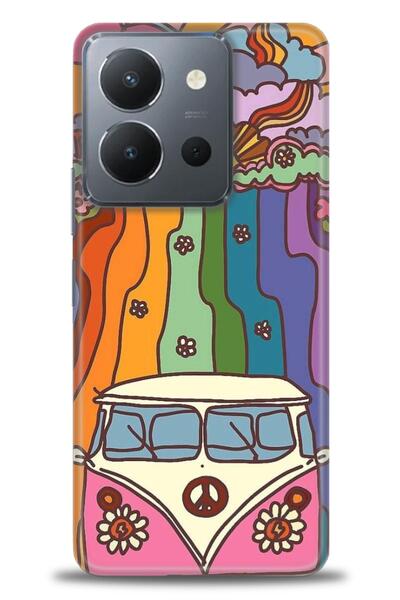 Rulet Aksesuar جراب سيليكون متوافق مع هاتف Vivo Y36 HD مطبوع + واقي شاشة سيرا...