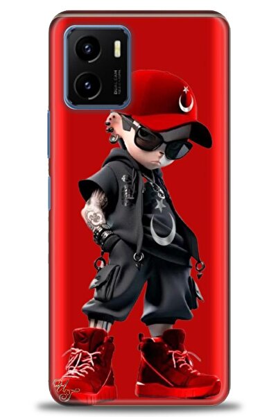 Rulet Aksesuar جراب سيليكون متوافق مع هاتف Vivo Y15S HD مطبوع + واقي شاشة سير...