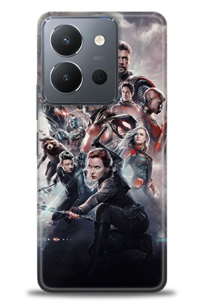 Rulet Aksesuar جراب سيليكون متوافق مع هاتف Vivo Y36 HD مطبوع + واقي شاشة سيرا...