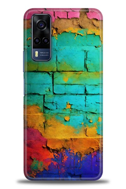 Rulet Aksesuar جراب سيليكون متوافق مع هاتف Vivo Y53S HD مطبوع + واقي شاشة سير...