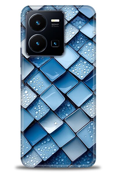 Rulet Aksesuar جراب سيليكون متوافق مع هاتف Vivo Y22S HD مطبوع + واقي شاشة سير...