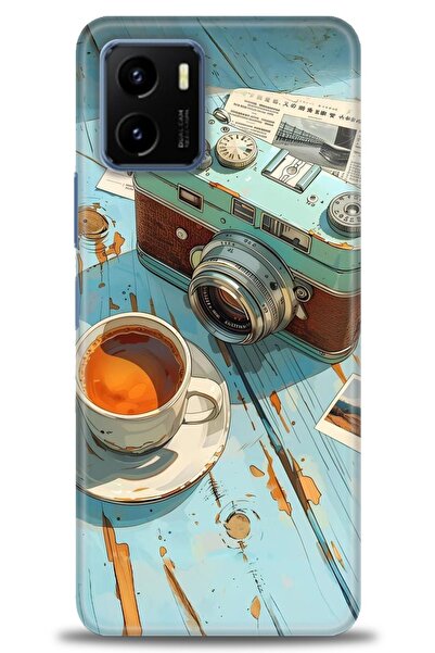 Rulet Aksesuar جراب سيليكون متوافق مع هاتف Vivo Y15S HD مطبوع + واقي شاشة سير...