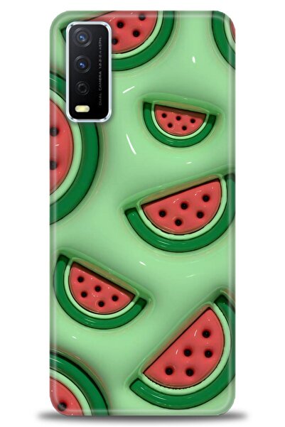 Rulet Aksesuar جراب سيليكون متوافق مع هاتف Vivo Y20 HD مطبوع + واقي شاشة سيرا...