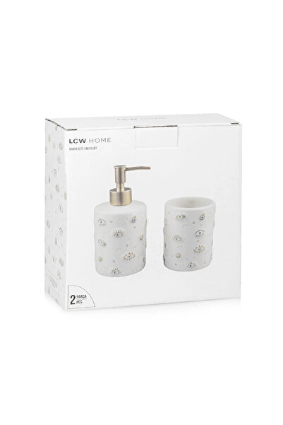 LC Waikiki LCW HOMEEkru Göz Baskılı Seramik Banyo Seti