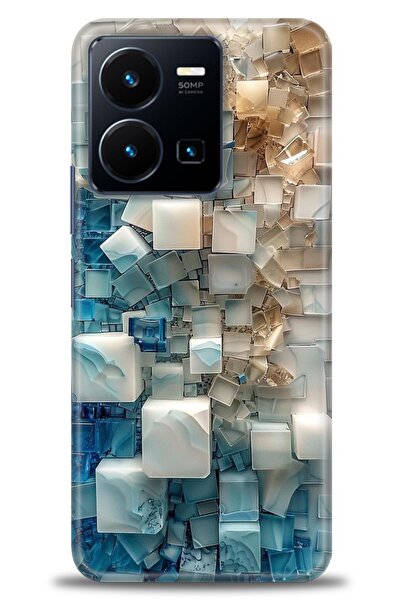 Rulet Aksesuar جراب سيليكون متوافق مع هاتف Vivo Y22S HD مطبوع + واقي شاشة سير...