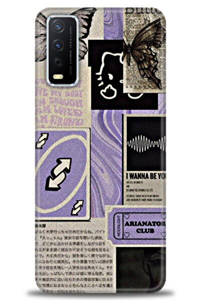 Rulet Aksesuar جراب سيليكون متوافق مع هاتف Vivo Y20 HD مطبوع + واقي شاشة سيرا...