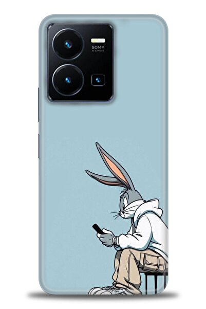 Rulet Aksesuar جراب سيليكون متوافق مع هاتف Vivo Y35 HD مطبوع + واقي شاشة سيرا...