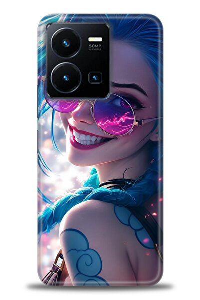 Rulet Aksesuar جراب سيليكون متوافق مع هاتف Vivo Y35 HD مطبوع + واقي شاشة سيرا...