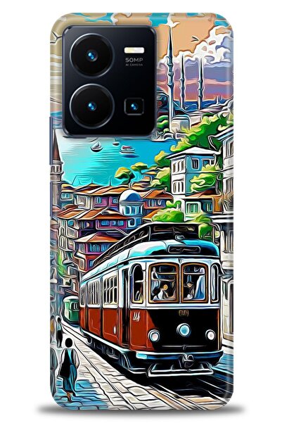 Rulet Aksesuar جراب سيليكون متوافق مع هاتف Vivo Y22S HD مطبوع + واقي شاشة سير...