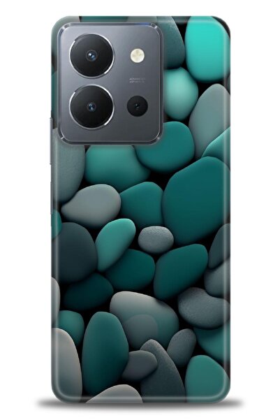 Rulet Aksesuar جراب سيليكون متوافق مع هاتف Vivo Y36 HD مطبوع + واقي شاشة سيرا...