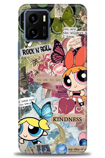 Rulet Aksesuar جراب سيليكون متوافق مع هاتف Vivo Y15S HD مطبوع + واقي شاشة سير...