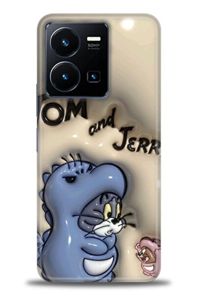 Rulet Aksesuar جراب سيليكون متوافق مع هاتف Vivo Y35 HD مطبوع + واقي شاشة سيرا...