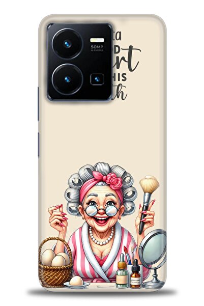 Rulet Aksesuar جراب سيليكون متوافق مع هاتف Vivo Y35 HD مطبوع + واقي شاشة سيرا...