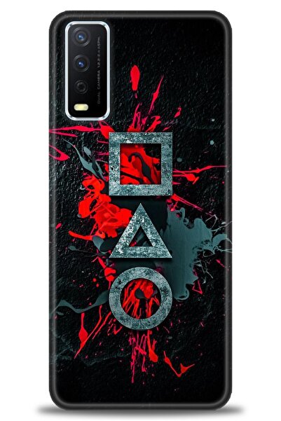 Rulet Aksesuar جراب سيليكون متوافق مع هاتف Vivo Y11S HD مطبوع + واقي شاشة سير...