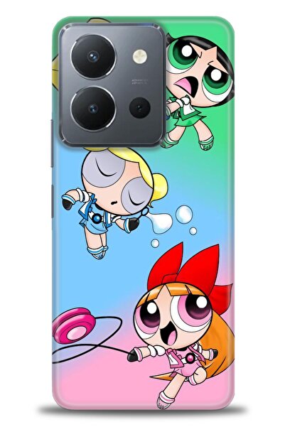 Rulet Aksesuar جراب سيليكون متوافق مع هاتف Vivo Y36 HD مطبوع + واقي شاشة سيرا...