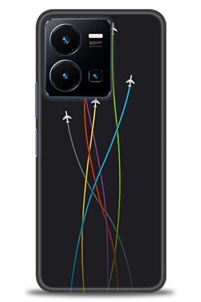 Rulet Aksesuar جراب سيليكون متوافق مع هاتف Vivo Y22S HD مطبوع + واقي شاشة سير...