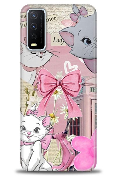 Rulet Aksesuar جراب سيليكون متوافق مع هاتف Vivo Y20 HD مطبوع + واقي شاشة سيرا...