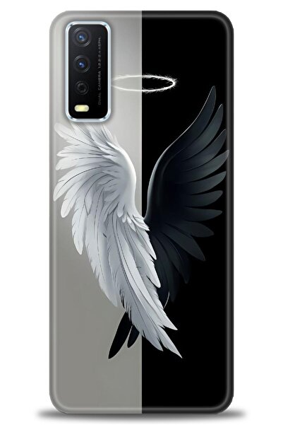 Rulet Aksesuar جراب سيليكون متوافق مع هاتف Vivo Y20 HD مطبوع + واقي شاشة سيرا...