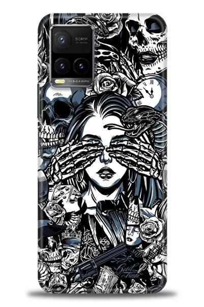 Rulet Aksesuar جراب سيليكون متوافق مع هاتف Vivo Y21S HD مطبوع + واقي شاشة سير...