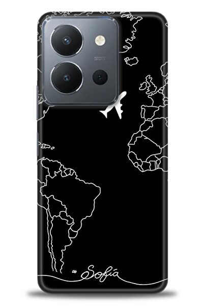 Rulet Aksesuar غطاء سيليكون متوافق مع هاتف Vivo Y36 HD مطبوع + واقي شاشة سيرا...