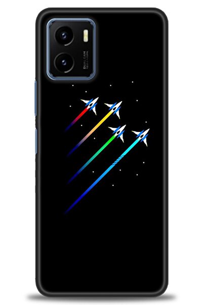 Rulet Aksesuar جراب سيليكون متوافق مع هاتف Vivo Y15S HD مطبوع + واقي شاشة سير...