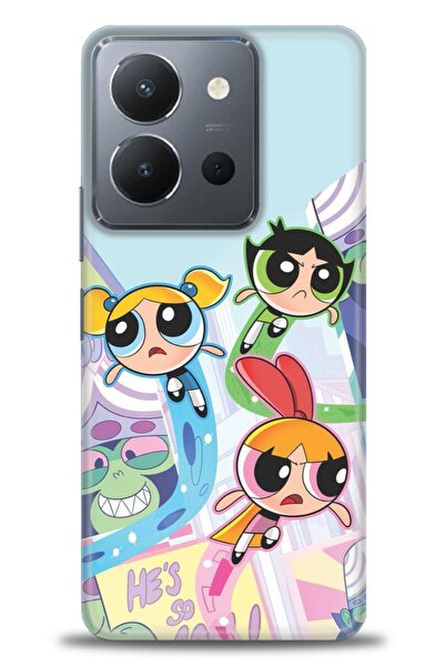 Rulet Aksesuar جراب سيليكون متوافق مع هاتف Vivo Y36 HD مطبوع + واقي شاشة سيرا...