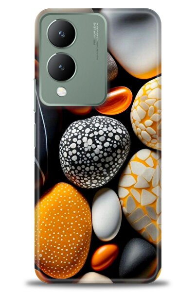 Rulet Aksesuar جراب سيليكون متوافق مع هاتف Vivo Y17S HD مطبوع + واقي شاشة سير...