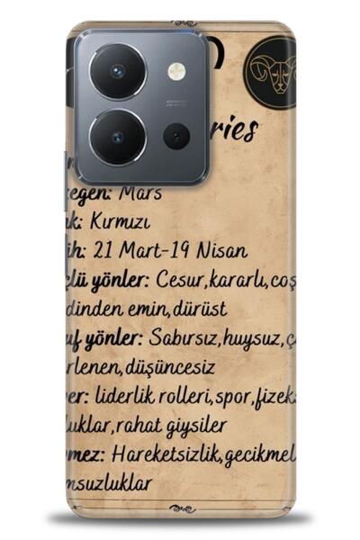 Rulet Aksesuar جراب سيليكون متوافق مع هاتف Vivo Y36 HD مطبوع + واقي شاشة سيرا...