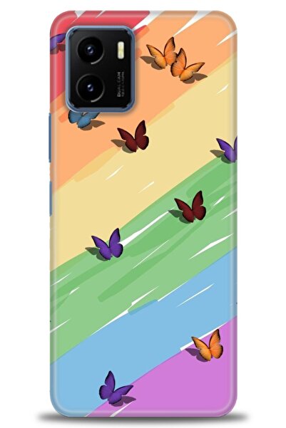 Rulet Aksesuar جراب سيليكون متوافق مع هاتف Vivo Y15S HD مطبوع + واقي شاشة سير...