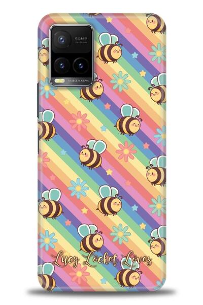 Rulet Aksesuar جراب سيليكون متوافق مع هاتف Vivo Y33S HD مطبوع + واقي شاشة سير...