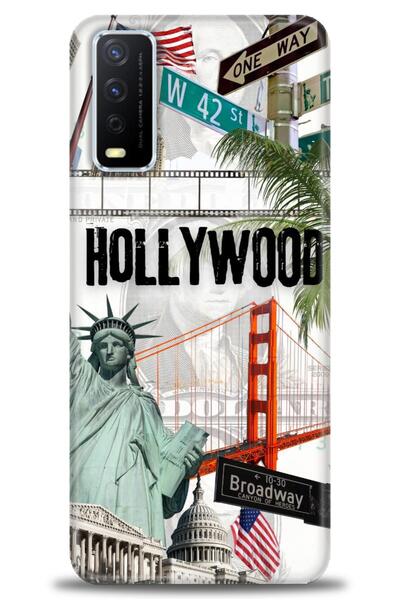 Rulet Aksesuar جراب سيليكون متوافق مع هاتف Vivo Y20S HD مطبوع + واقي شاشة سير...