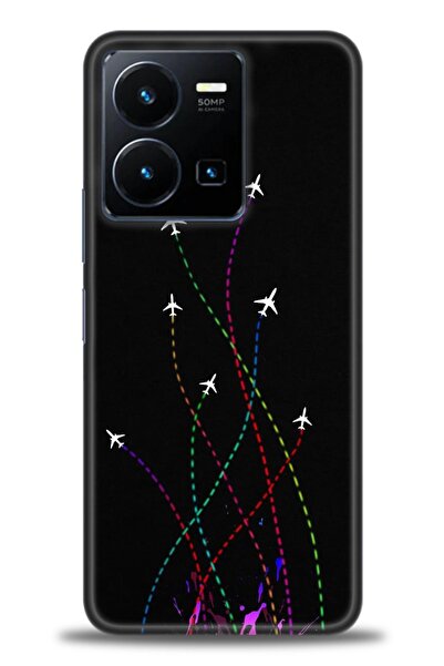 Rulet Aksesuar جراب سيليكون متوافق مع هاتف Vivo Y35 HD مطبوع + واقي شاشة سيرا...