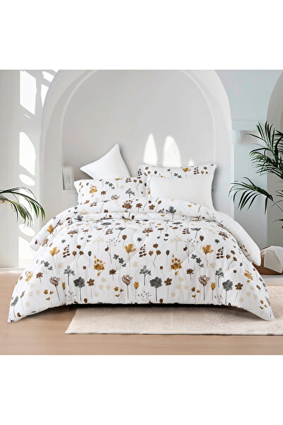 Alhabib bedding Desire Summer Double Bedspread White Floral Print 6 Pieces