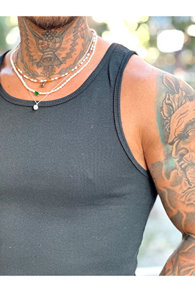 manch collection Ανδρικό μπλουζάκι κοτλέ μαύρο