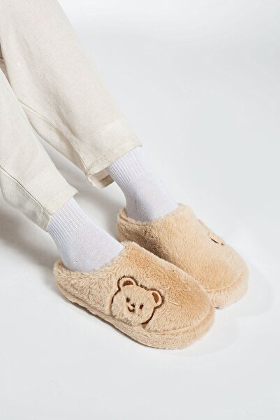 ALTUNTAŞ Unisex House Slippers Winter Wool Slippers Comfortable Indoor Non-Slip High Sole Slippers
