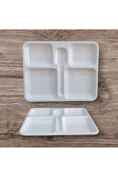 BİODATA %100 Kırılmaz 4 lü Melamin 5 Bölmeli Tabldot Yemek Servis Tabağı - 34...